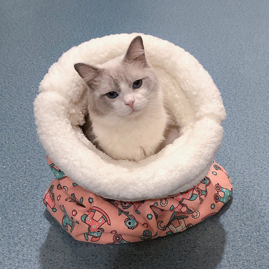 Cat Sleeping Bag - Cozy Indoor Cat Cave with Plush Pet Bed in 3 Colors