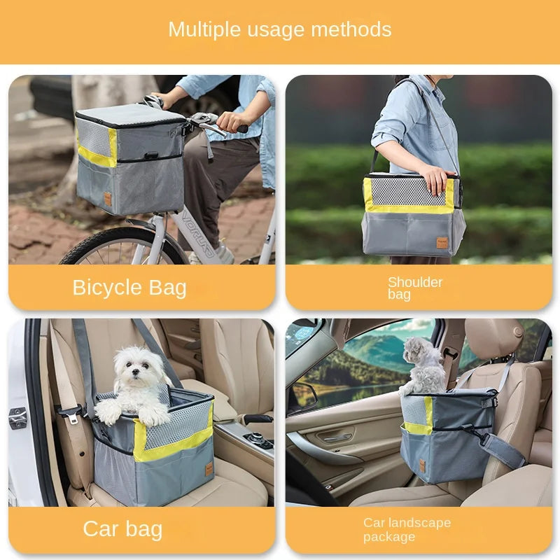 Ultra Deal Now durable dog bike basket with safety zipper and anti escape rope