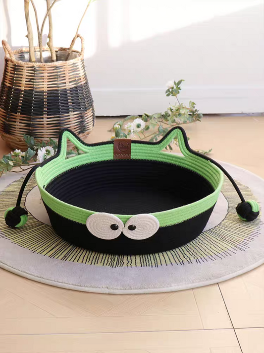 Woven Cat Nest – Durable Summer Pet Bed | Breathable, Lightweight Cat Sleeping Basket