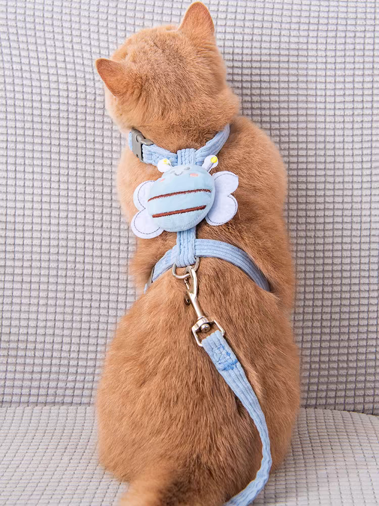 Cat Harness Rope - Bee Shape Adjustable Soft Padded Harness for Cats