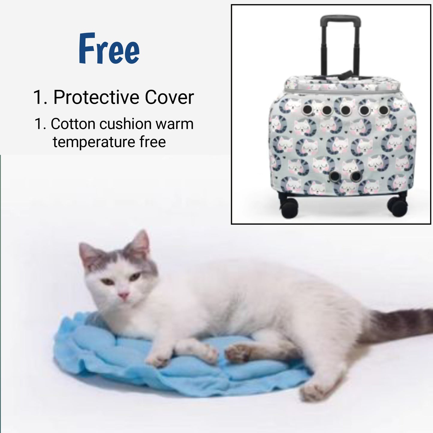Pet Travel Trolley - Portable Pet Carrier With Transparent Cat Suitcase & Large Capacity