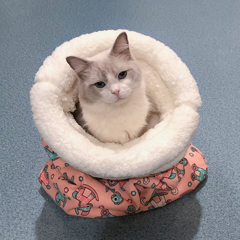 Cat Sleeping Bag - Cozy Indoor Cat Cave with Plush Pet Bed in 3 Colors