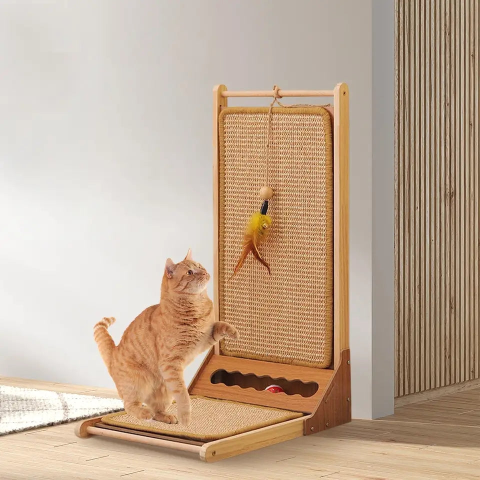 Cat Scratching Post With Adjustable Ramp - Durable Multi-Level Cat Scratcher Tower