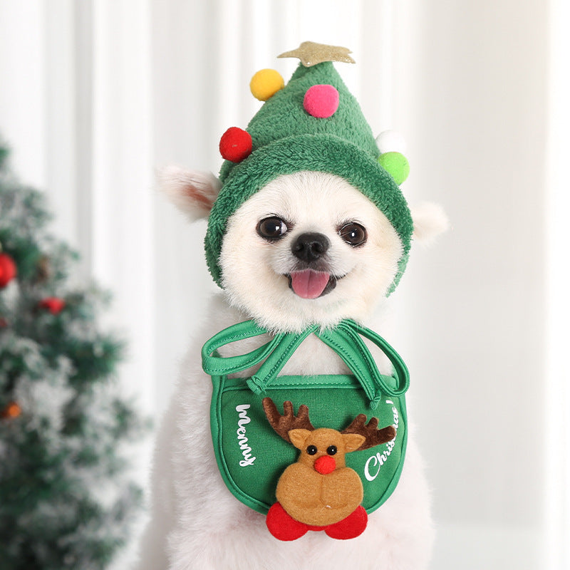 Pet Christmas Hat With Dog Holiday Scarf – Warm Festive Pet Accessories