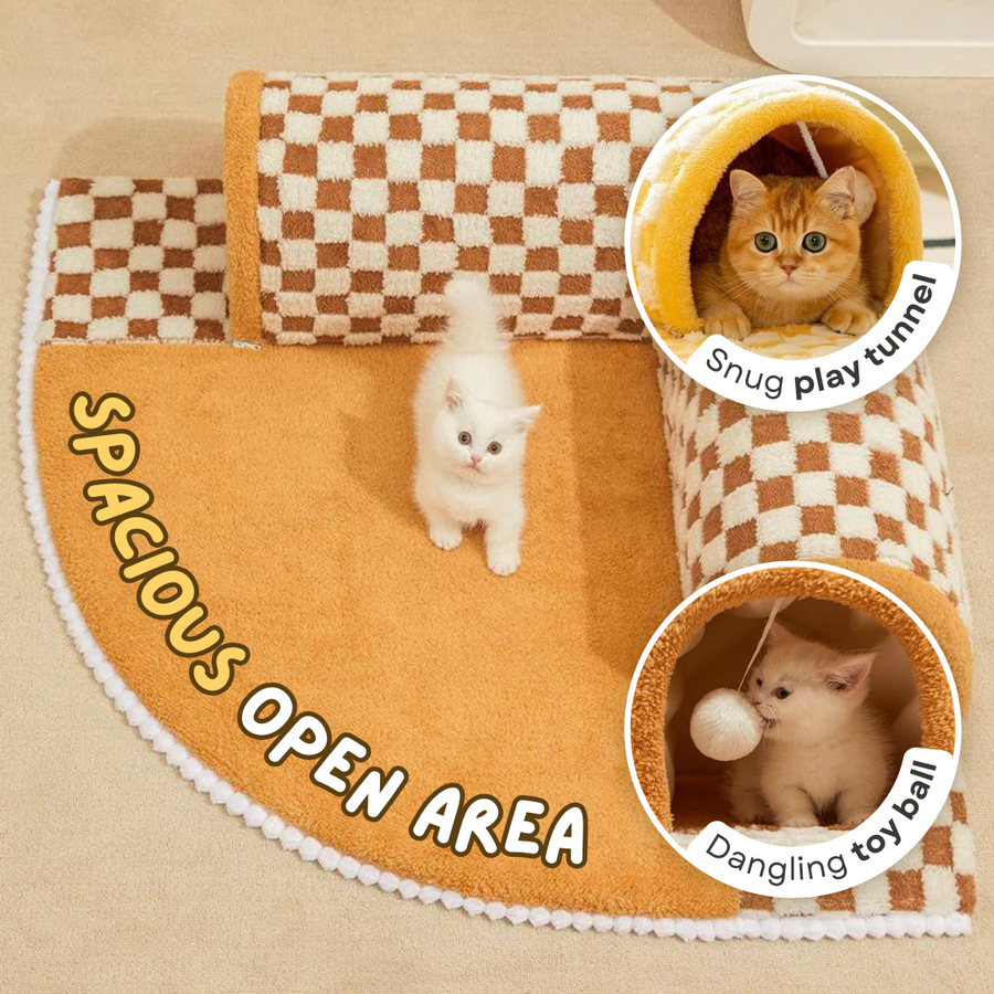 Cat Tunnel Bed - Cozy Indoor Cat Play Tunnel with Washable Cover