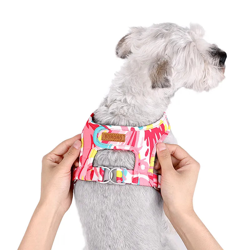 Dog Cat Harness Adjustable Pet Vest – Comfortable Puppy Walking Leash & Secure Straps
