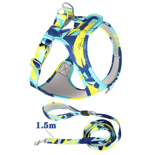 Dog Cat Harness Adjustable Pet Vest – Comfortable Puppy Walking Leash & Secure Straps