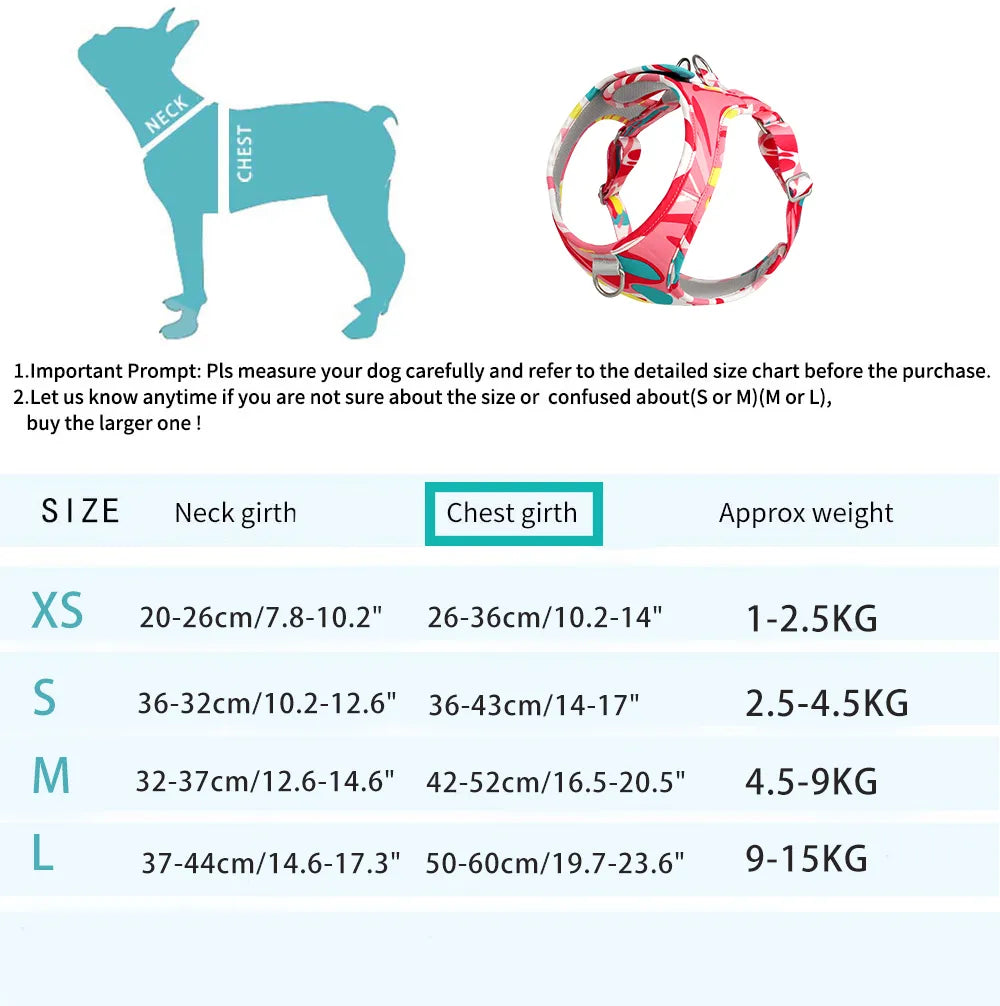 Dog Cat Harness Adjustable Pet Vest – Comfortable Puppy Walking Leash & Secure Straps