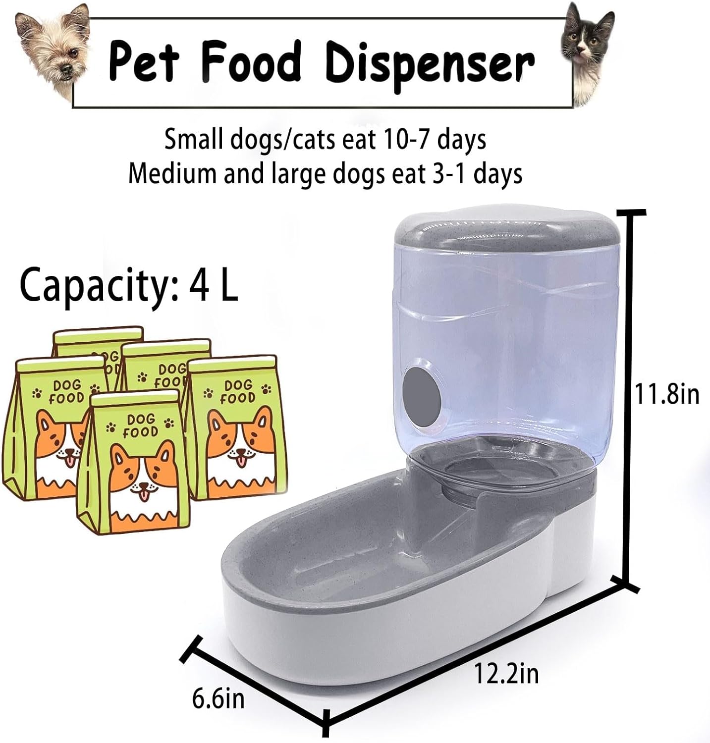 Automatic Pet Feeder - Gravity Dog Feeder With Large Capacity Dispenser