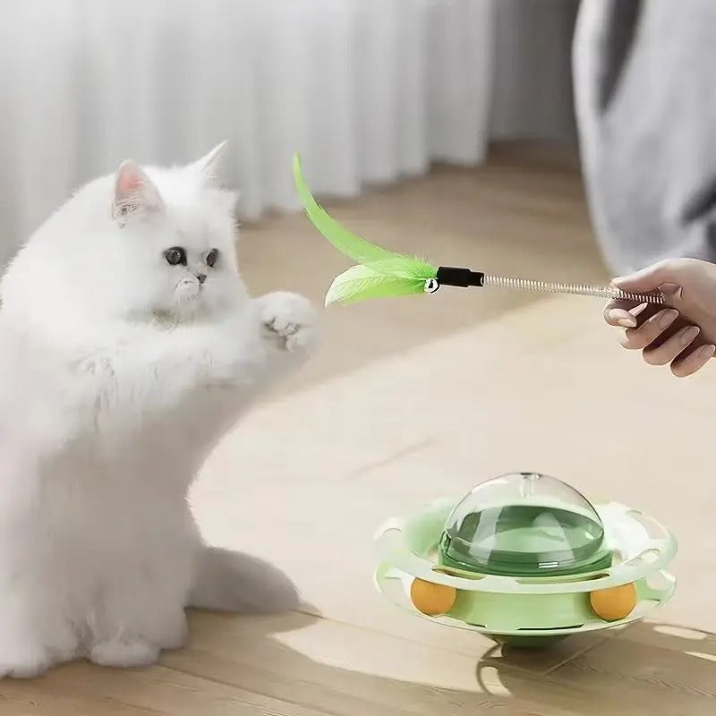 Cat Toy Roly-poly Toy Can Leak Food with Cat Teaser Self Pleasure and Interactive Toy Detachable and Washable Pet Supplies