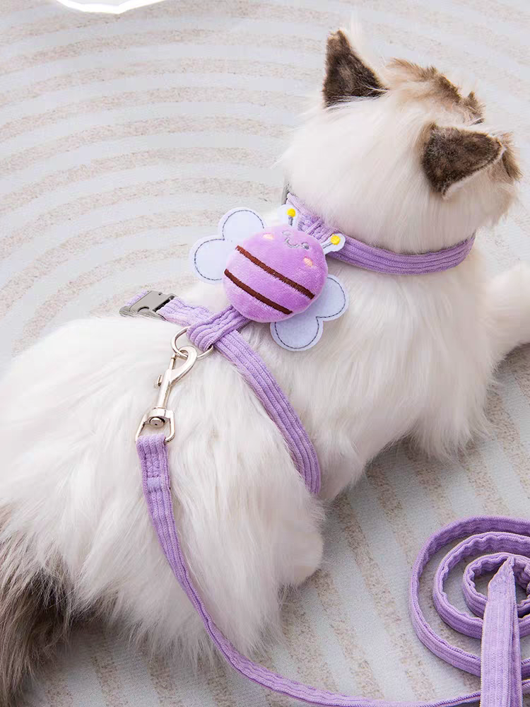 Cat Harness Rope - Bee Shape Adjustable Soft Padded Harness for Cats