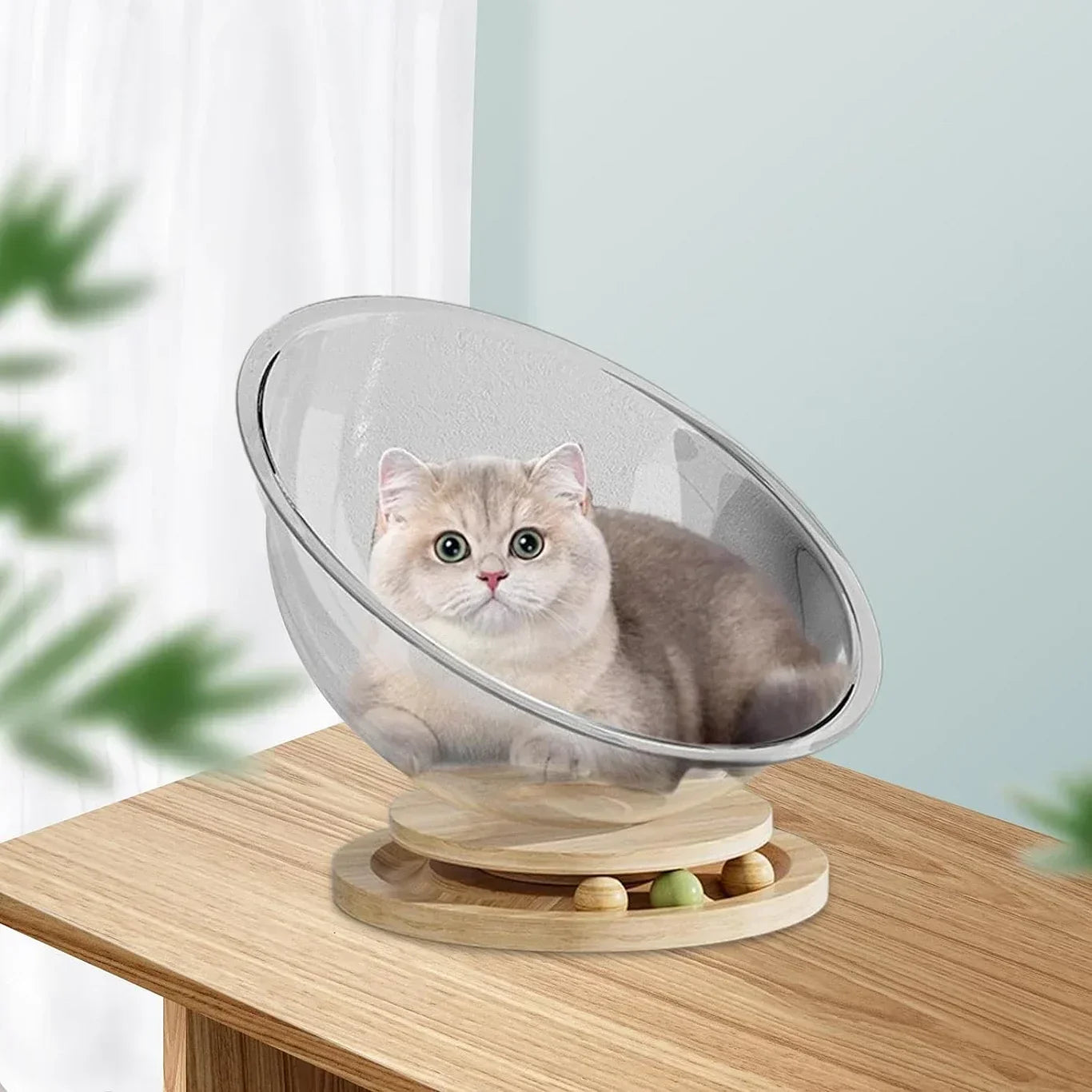 Space Capsule Cat Bed - Transparent Acrylic Cat House & Stylish Pet Shelter