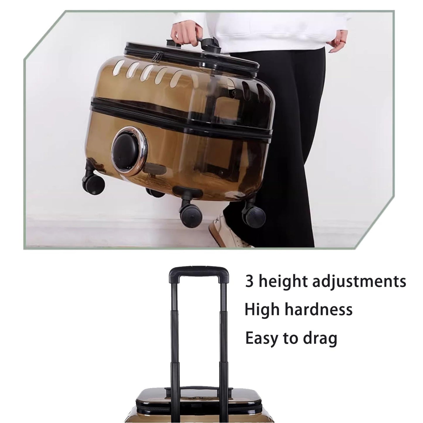 Pet Travel Trolley - Transparent Cat Suitcase With Large Capacity & Wheels