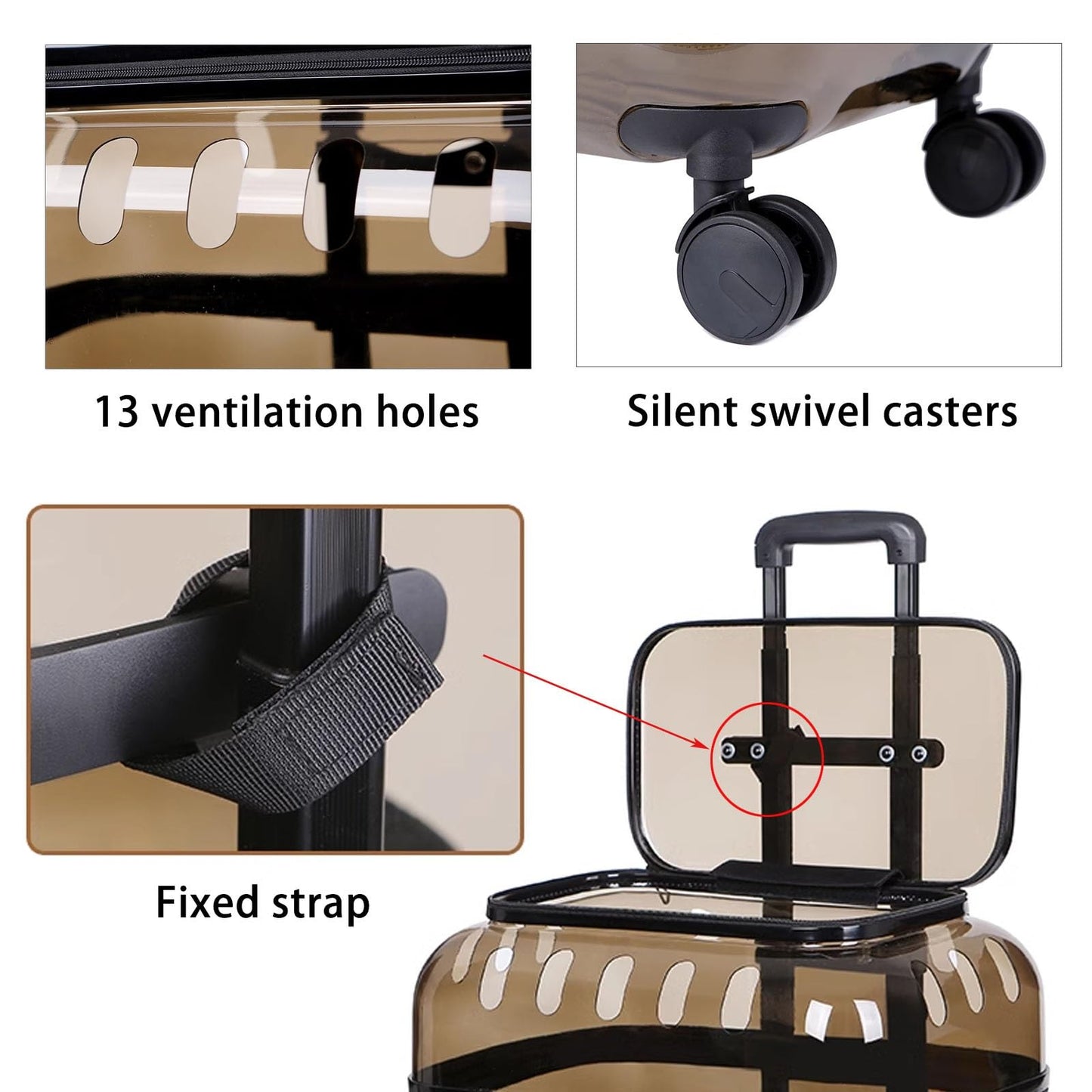 Pet Travel Trolley - Portable Pet Carrier With Transparent Cat Suitcase & Large Capacity