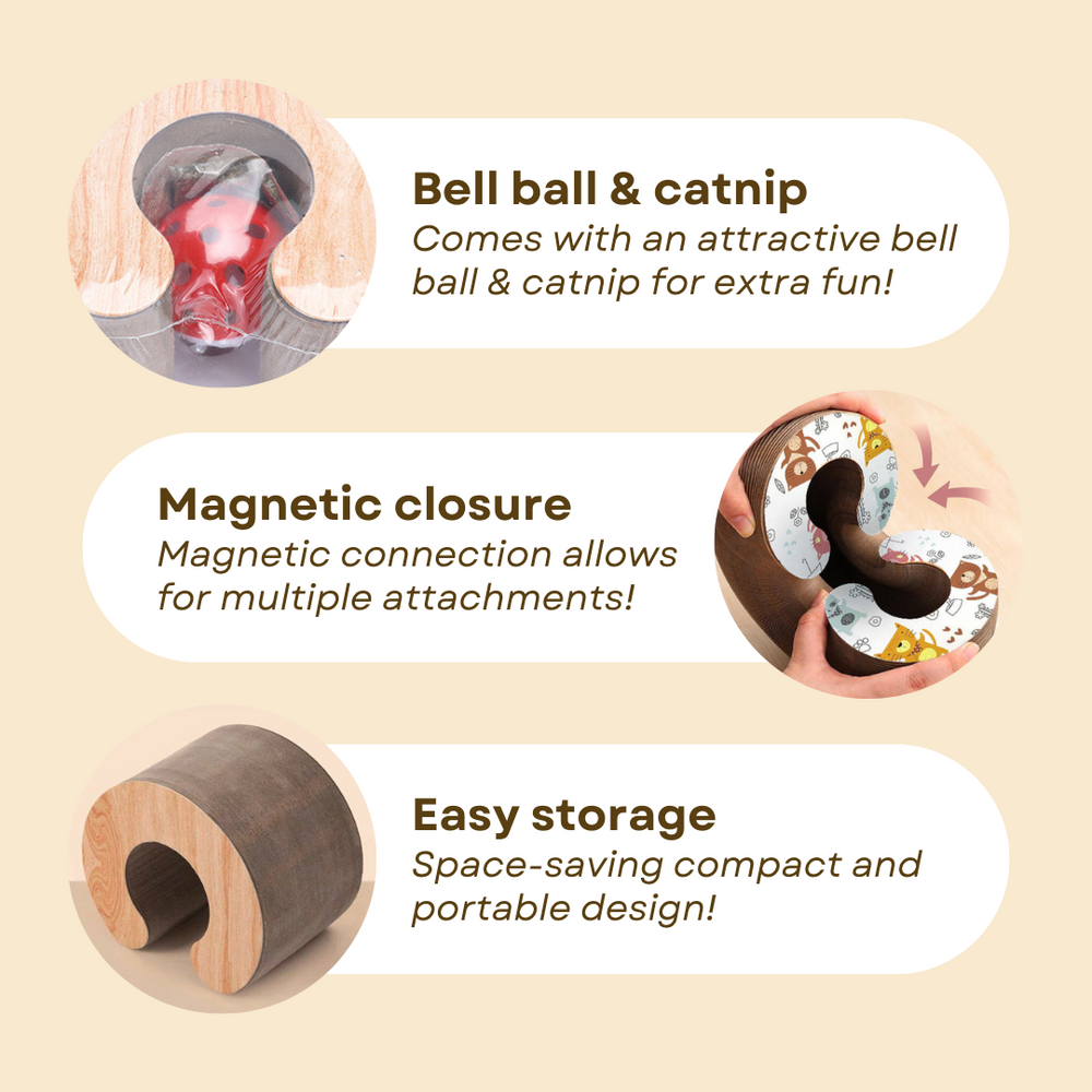 Cat Scratching Board - Durable Corrugated Cat Scratcher Pad With Catnip Toy