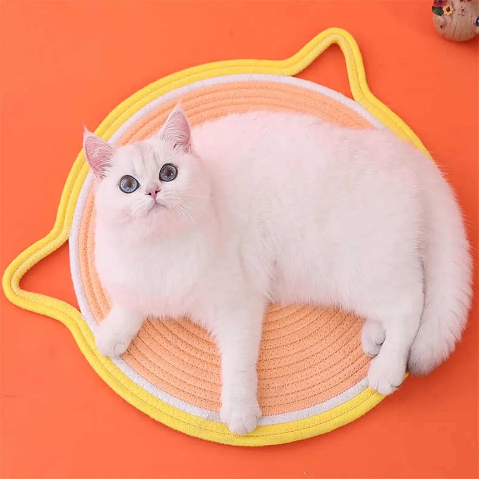 Hemp Rope Cat Scratcher - Handmade Durable Cat Scratching Board for Claw Protection