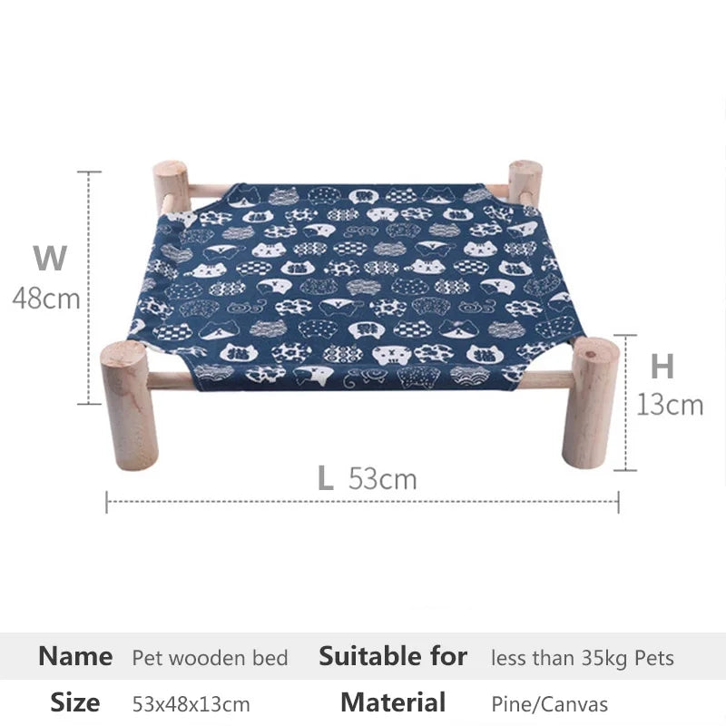 Wooden Dog Bed | Portable Dog Cot Raised Outdoor Camp Bed for Summer Comfort