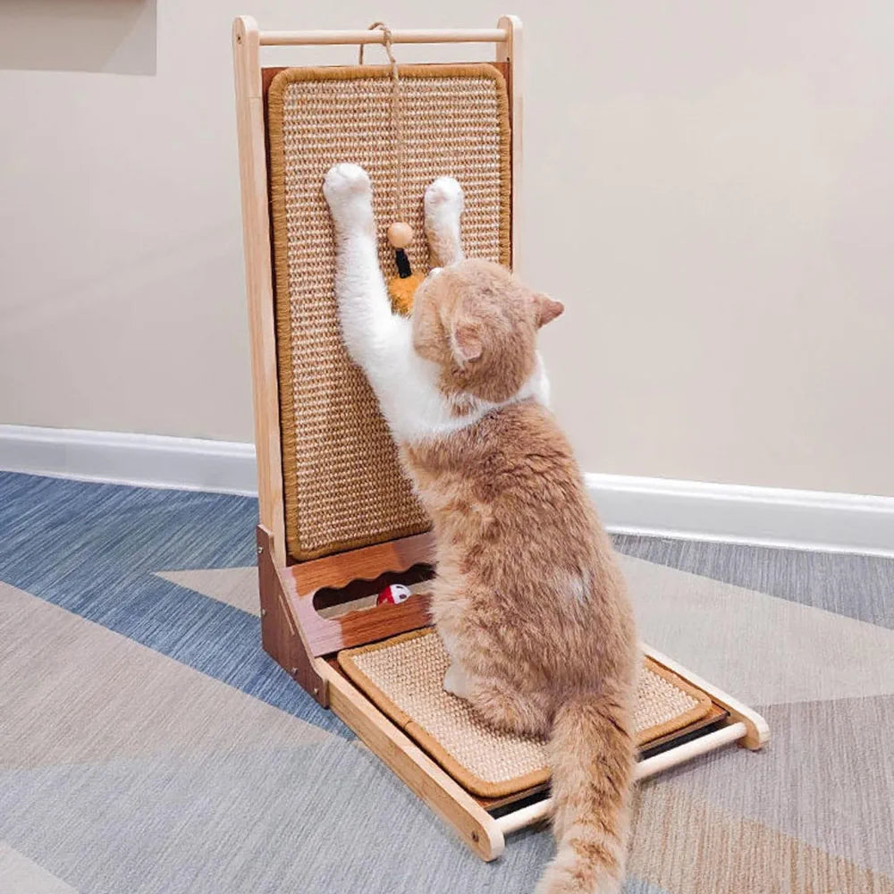 Cat Scratching Post With Adjustable Ramp - Durable Multi-Level Cat Scratcher Tower