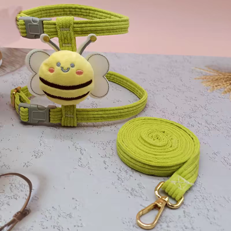 Cat Harness Rope - Bee Shape Adjustable Soft Padded Harness for Cats