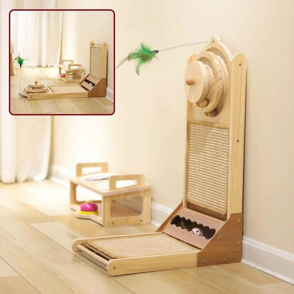 Cat Scratching Post With Adjustable Ramp - Durable Multi-Level Cat Scratcher Tower
