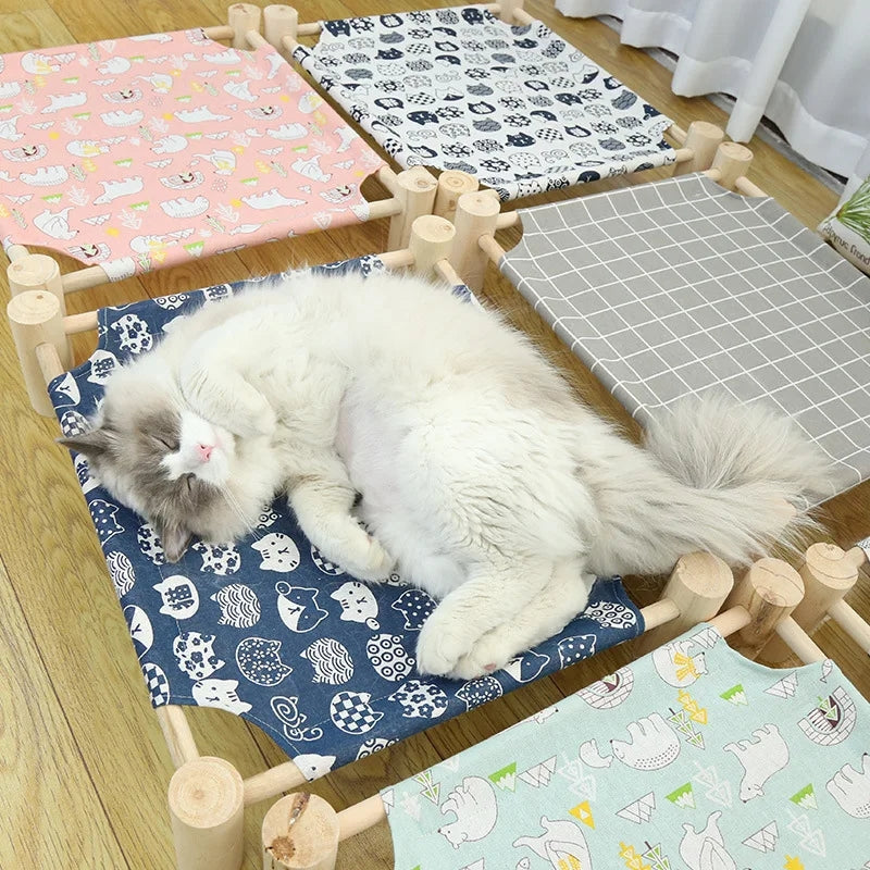 Wooden Cat Bed - Portable Cat Camp Bed | Eco Friendly Summer Pet Furniture