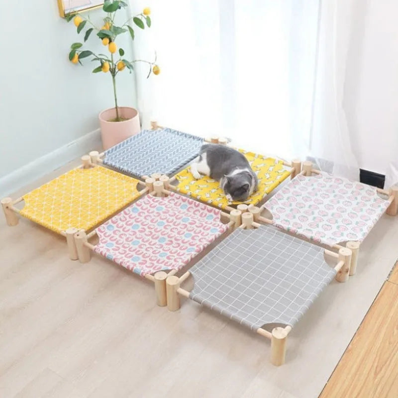 Wooden Dog Bed | Portable Dog Cot Raised Outdoor Camp Bed for Summer Comfort