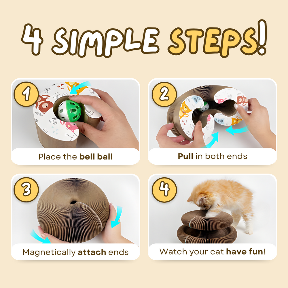 Cat Scratching Board - Durable Corrugated Cat Scratcher Pad With Catnip Toy